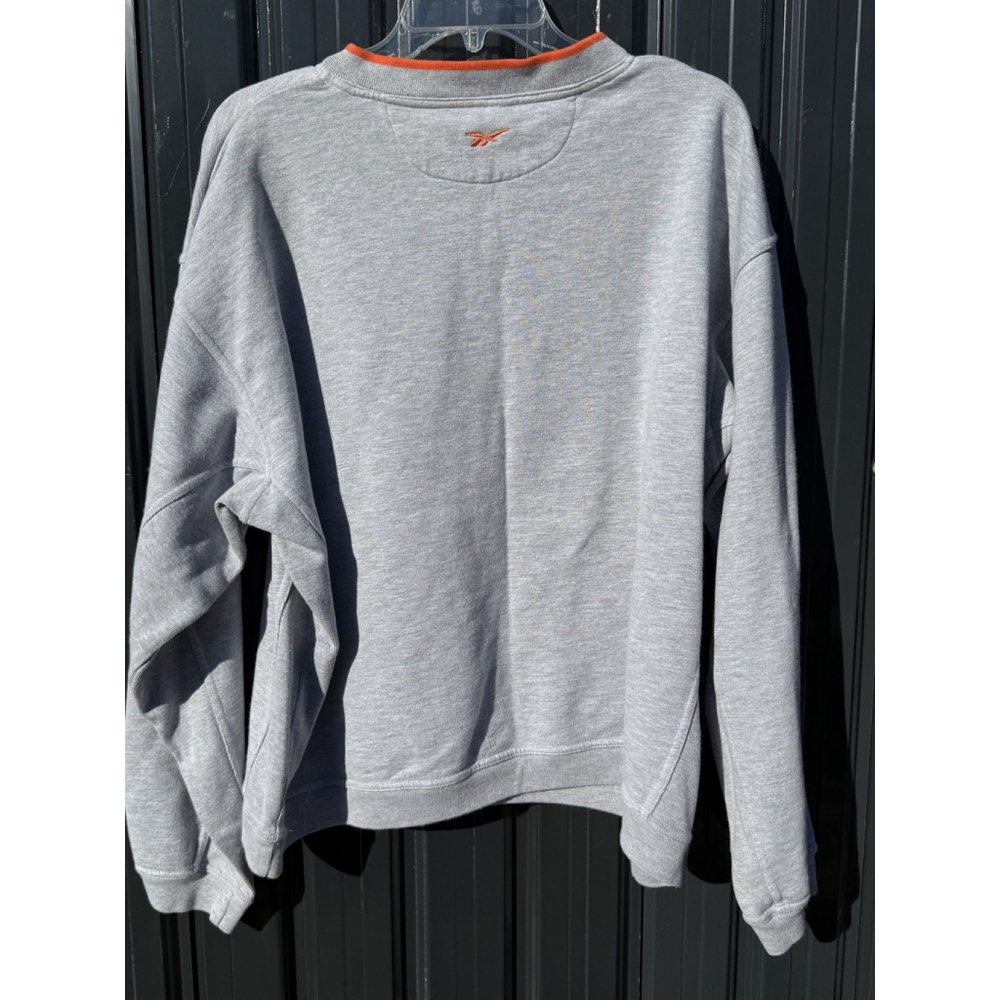 Vintage Women's Large Reebok sweater Gray & Orange V-Neck 100% Cotton - Picture 3 of 6